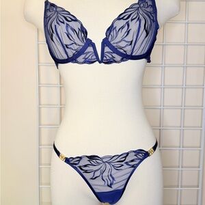 Bluebella Navy Sheer Embroidered Bra Set